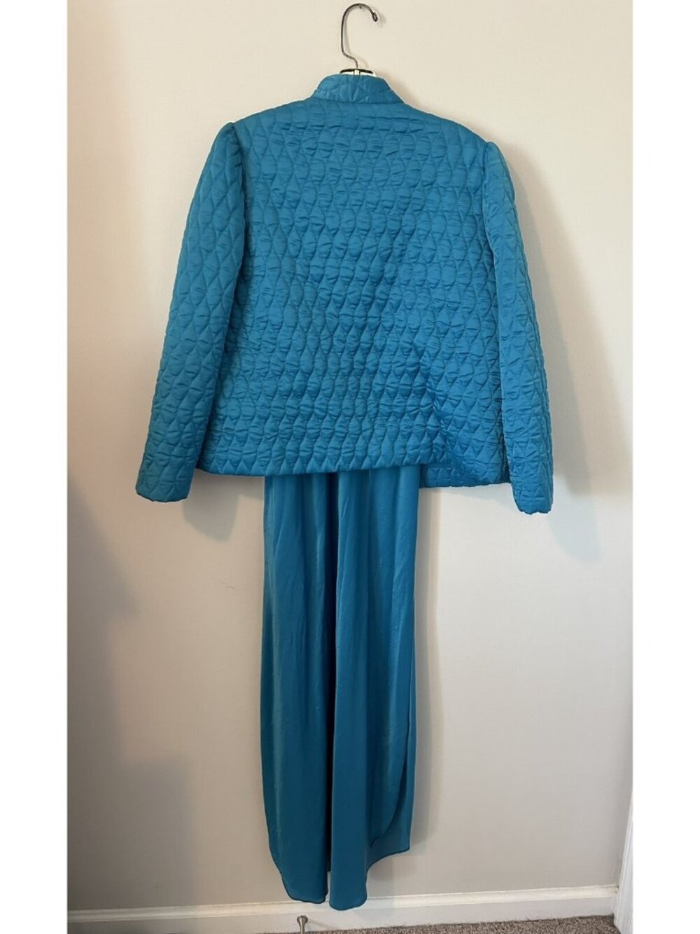 MISS DIOR Nightgown Set Blue Green Jacket Sz. M Pajamas Medium Set Dress Vintage - Picture 9 of 16
